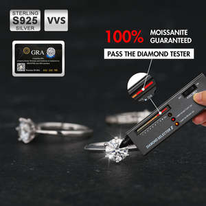 女性用ソリッド925スターリングシルバー人工ダイヤモンドリング1.0カラットDカラーVVS1モアッサナイト記念日結婚指輪 - Product Image 4