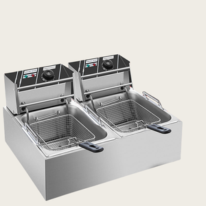 <span class=keywords><strong>Friteuse</strong></span> électrique professionnelle à <span class=keywords><strong>double</strong></span> réservoir en acier inoxydable 10-12L Design carré classique pour poulet frit et frites - Product Image 1