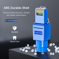 SAMZHE 1 unidad Conector RJ45 Cat6a de 6 pulgadas chapado en oro, sin herramientas, sin blindaje, con carcasa de PC, 8P8C, modular, de fácil instalación
