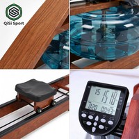 Rameur à eau en bois avec résistance réelle à l'eau, pliable, pour la maison, entraînement de 6 muscles, écran LCD