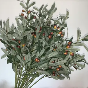 V-3276 Autumn Color Artificial Olive Tree Branch Leaves For Home Decoration