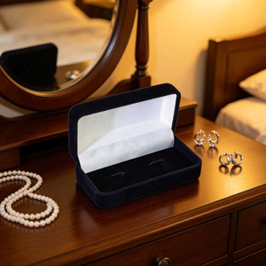 Caja de Embalaje de Joyería de Terciopelo Larga de Lujo, Caja de Regalo de Franela Negra con Forro de Seda Blanca para Gemelos y Pasadores de Corbata, Venta al por Mayor - Product Image 5
