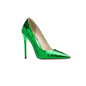 Zapatos de Tacón Súper Alto para Mujer, Diseño Cabrite Verde Brillante, Cierre Deslizante Delgado, Transpirables y Antideslizantes para Invierno - Product Image 3