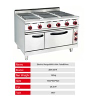 Cuisinière électrique commerciale à 6 brûleurs avec four encastrable en acier inoxydable pour hôtels, restaurants, traiteurs et cuisines professionnelles