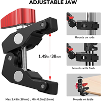 Support de fixation universel pour caméra et moniteur avec pince crabe à double rotule, adaptateur GoPro et fixation pour bras articulé, 1/4 pouce