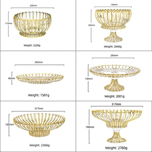 D220mm luxe cristal Transparent doré Sterak ligne fruits bol assiette plat verre plateau de service mariage maison élégant Art déco - Product Image 3