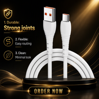 Kabel Data USB 2.0 ke USB C 6A Pengisian Cepat dengan Selubung PVC Kepang untuk Ponsel dan Tablet