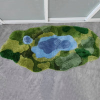 Tapis d'intérieur en microfibre 3D touffeté vert mousse, design OEM, pour chambre et salle de bain