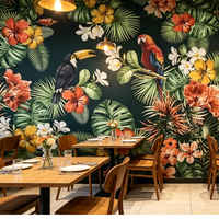Papier peint chinois, jungle tropicale, perroquet, toucan, décoration intérieure, peinture murale florale, papel tapiz, panneau mural décoratif 3D, forêt tropicale