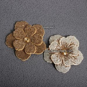 Raffinata Applicazione Floreale 3D a Doppio Strato con Strass, 8 cm |    Toppe in tessuto non tessuto per abiti fai da te, borse e accessori moda - Product Image 5