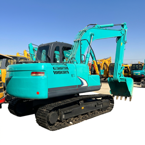 Excavatrice sur chenilles Kobelco SK130 couleur turquoise avec godet de 0,52 m³ de capacité, poids opérationnel de 13 tonnes, machine d'occasion - Product Image 1