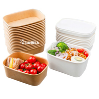 750ML Kraft Paper Rectangular Food Storage Box Container with Lid