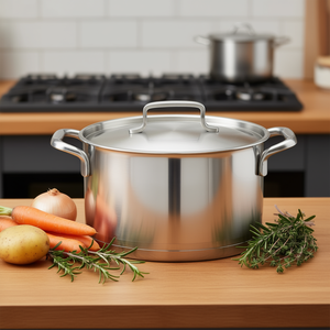 Meat Pot Crete Stainless Steel <b>Large</b> Roasting <b>Pan</b> With Lid For Cooking Meat And Vegetables - Product Image 3