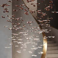 Lustre en porcelaine, projet personnalisé, lumière élégante en forme de feuille, lustre suspendu fait main, luminaire suspendu pour salon