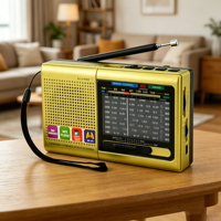Radio d'urgence portable rétro BT OEM personnalisée 9 bandes AM FM SW avec lecteur MP3 USB TF et lampe torche LED – Vente en gros usine