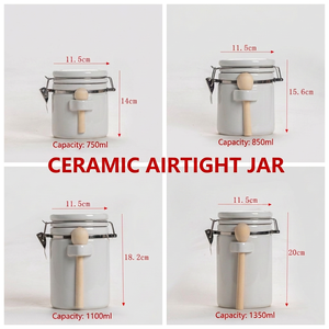 Bocal de conservation hermétique en céramique blanche de style nordique minimaliste pour grains de café, thé, céréales mélangées, conteneur de cuisine et de garde-manger - Product Image 4