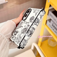 Étui de protection antichoc en PC noir à motif floral avec boucle latérale pour téléphones mobiles Z Fold8/ZFLIP7/6/5/4, style Ins