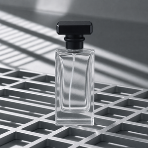 Elegant Rectangular Clear Glass Thick Base <b>Black</b> Cap Fine Mist <b>Spray</b> Modern Beauty Packaging Empty Perfume Bottle - Product Image 6