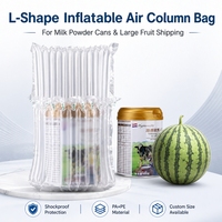 OEM L-vormige luchtkussenverpakking voor melkpoederblik, grote fruit- en watermeloenverpakkingen, opblaasbare beschermende verpakking
