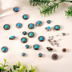 Ensembles de rivets décoratifs en cuir, boutons décoratifs turquoise, rivets rapides en métal, boucles décoratives vintage western pour le cuir DIY - Product Image 3