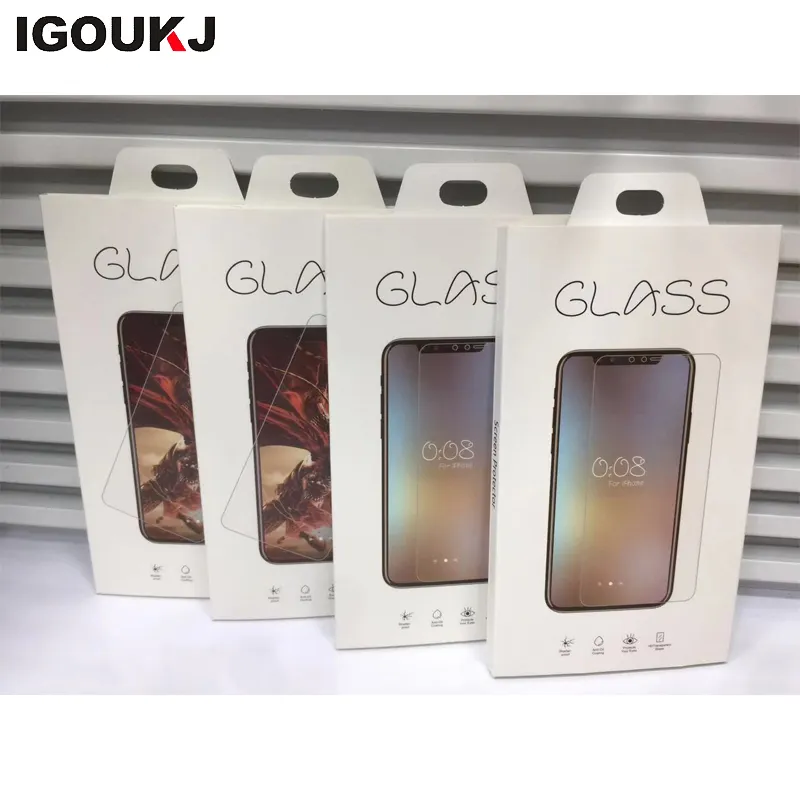 फोन ग्लास फिल्म बॉक्स पैकेजिंग स्वीकार कस्टम डिजाइन टेम्पर्ड ग्लास स्क्रीन रक्षक कागज पैकेजिंग