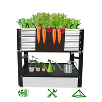 Caixa de Plantio Elevada Moderna em Aço Cromado Prateado com Furos de Drenagem para Uso Externo em Casa para Flores, Vegetais e Ervas