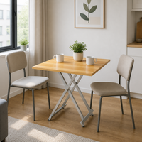 Table à manger pliante carrée portable de 80 cm avec plateau en imitation bois et structure en métal