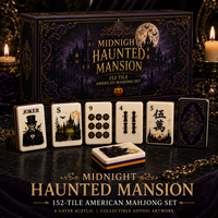Midnight Haunted Mansion Ensemble de Mahjong Américain 152 Tuiles Acrylique 4 Couches Gothique Halloween Cadeau de Collection pour Adultes