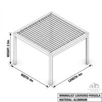 Pergola bioclimatique motorisée en aluminium, économique, résistante à la neige, avec design à lamelles, finition thermolaquée, installation rapide