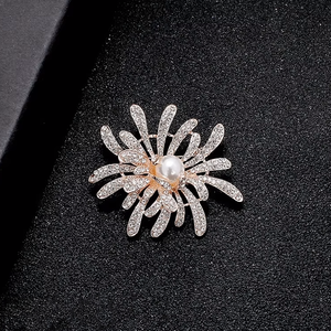 Broche de luxe tendance en strass de cristal avec pince à foulard en perles, épingle anti-exposition pour robe, châle et bijoux de décoration pour femme - Product Image 2