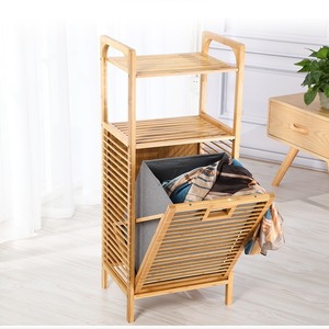 Panier à linge Addreen en bambou naturel écologique, grande capacité, avec poignées et quatre pieds - Product Image 5
