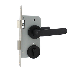 Serrure de porte en acier inoxydable Poignées noires Ensemble de leviers Serrure mécanique silencieuse intérieure avec cylindre CE de passage privé - Product Image 6