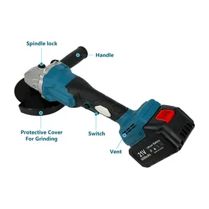 Cordless Tools Cutting Metal Stone Woodworking Grinding Machine 125mm Electric Polishing Brushless Angle Grinder