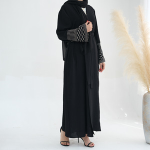 Abaya produsen pakaian Islami gaun wanita Jazz bordir Muslim Palestina kefiyeh Abaya kardigan Muslim wanita - Product Image 6