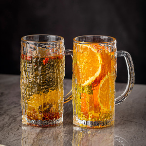 Tazas de cerveza de vidrio transparente con asas, 350 ml, gran capacidad, pared gruesa, para fiestas, hogar y oficina. - Product Image 5