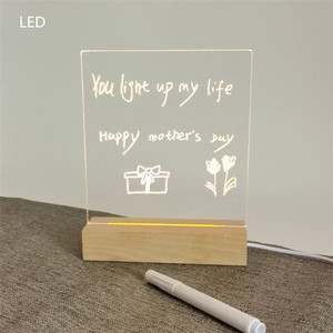 Luz Nocturna acrílica para mesita de noche, calendario, note, tablero de mensajes borrable, recordatorio, escritorio, lámpara de noche con bolígrafo - Product Image 1