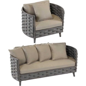 Patio trasero al aire libre <span class=keywords><strong>Cora</strong></span> 3 plazas jardín 4 piezas cuerda tejida al aire libre sofá seccional conjunto - Product Image 6