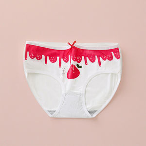 Japon kadın orta bel külot seven kalp çilek çiçek baskı sevimli kız örme külot düz boyalı teknikleri - Product Image 5