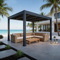 Système de couverture de pergola en aluminium imperméable et bioclimatique pour jardin, toit à lamelles en aluminium