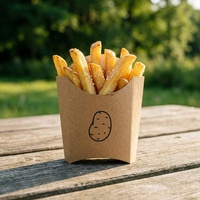 Boîtes à frites en papier sulfurisé, contenants jetables pour plats à emporter, logo personnalisé
