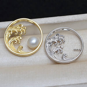 Pendentif en argent S925, vague, 8-10 perles ondulées, plateau vide, accessoires de bijoux DIY pour femmes, composants de bijoux semi-finis - Product Image 1