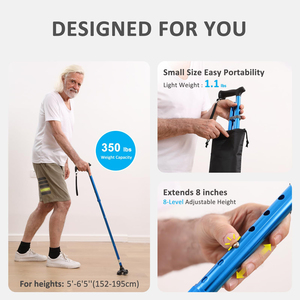 Canne de marche confortable avec poignées en T, portable, pliable, légère, canne pliante pour hommes et femmes - Product Image 6