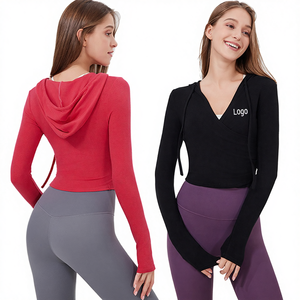 เสื้อฮู้ดออกกำลังกายผู้หญิง แขนยาว ทรงเข้ารูป ผ้าสแปนเด็กซ์/คอตตอน เป็นมิตรต่อสิ่งแวดล้อม เหมาะสำหรับโยคะ ฟิตเนส วิ่ง ลดสัดส่วน  ลดราคาพิเศษ - Product Image 3