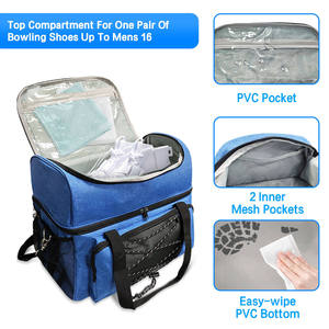 Bolsa para Bolas de Boliche Azul de Gran Capacidad - Duradera, con Múltiples Compartimentos, Ideal para Entusiastas del Boliche para Dos Bolas - Product Image 2