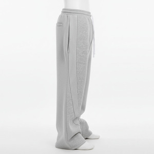 2026 Vente en gros Pantalon de jogging streetwear pour <span class=keywords><strong>homme</strong></span> en coton, coupe oversize ample, jambe large, avec logo personnalisé et bandes latérales superposées - Product Image 3