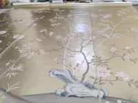 Papier peint mural floral en feuille d'or 3D peint à la main personnalisé, décoration murale de luxe chinoise pour chambre à coucher, salon et salle à manger