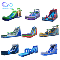 Glissière d'eau gonflable commerciale pour enfant grand cavalier de maison de rebond bon marché videur de château de saut plein d'entrain grande piscine de Waterslide