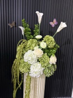 Centre de table luxueux artificiel blanc et vert, fleurs d'hortensia et de rose pour la décoration de table de mariage, banquet, événement, fête
