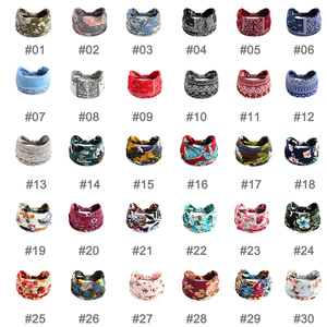 Euro-mỹ cổ điển vải thiết kế tóc Hoop rộng vành phong cách dân tộc Cô Gái Tóc phụ kiện hoa in Ban nhạc đầu cho Womens - Product Image 5