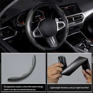 Accesorios Interiores, Cubierta Protectora de <span class=keywords><strong>Volante</strong></span> de Cuero de Gamuza de Lujo de 4 Radios, 38 cm, 15 Pulgadas, Universal - Product Image 4